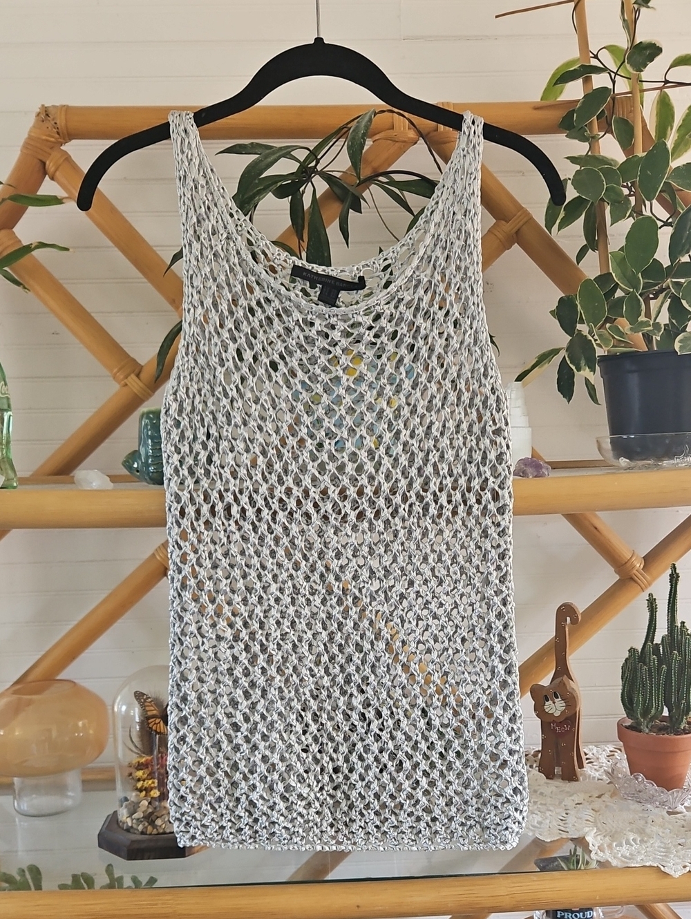 Lightweight Open-Knit Tank Top - Silver